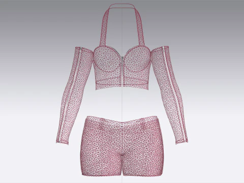 Girls Bralette With Shorts - Second life Outfit 3D Model