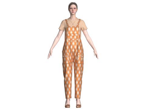 Avental listrado moda feminina - roupa Modelo 3D