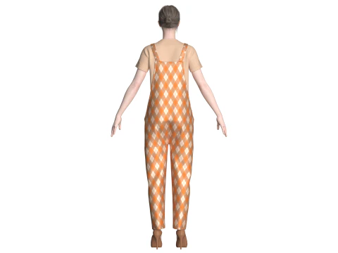 Girls Fashion Striped Apron - Outfit 3D Model