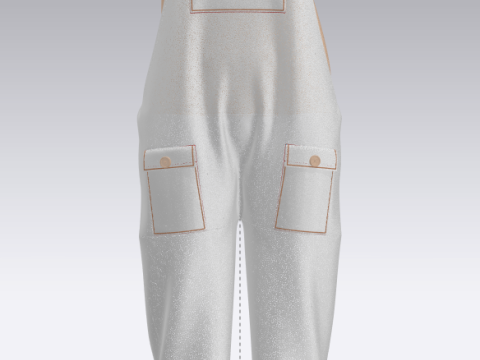 女孩时尚条纹围裙 - 套装 3D 模型