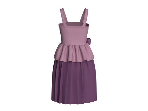 Girls Printed Midi Dress V5 3D Model