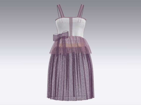 Abito longuette stampato per ragazze V5 Modello 3D