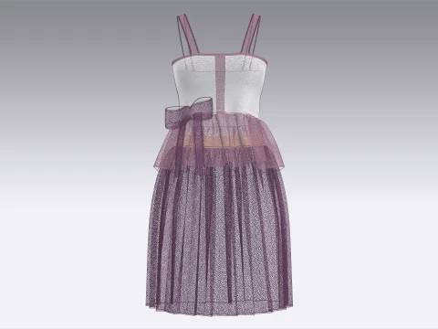 Girls Printed Midi Dress V5 3D Model
