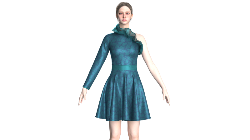 Gaun Midi Anak Perempuan Bermotif V6 Model 3D .c4d .max .obj .3ds .fbx .stl .blend