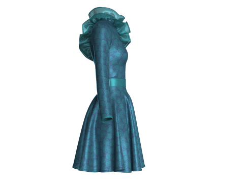 Gaun Midi Anak Perempuan Bermotif V6 Model 3D