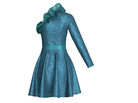 Gaun Midi Anak Perempuan Bermotif V6 Model 3D