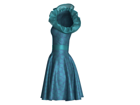 Gaun Midi Anak Perempuan Bermotif V6 Model 3D