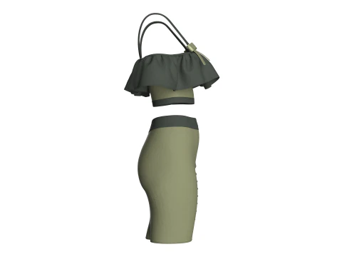 Girls Crop Top With Skirt V8 3D Model