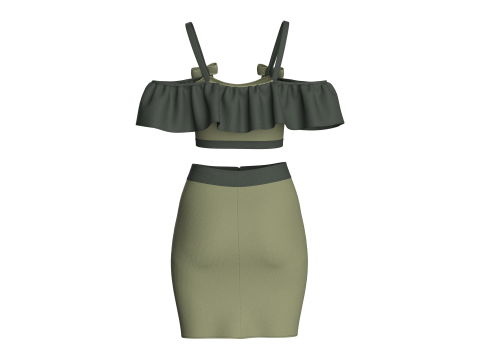 Mädchen Crop Top mit Rock V8 3D Modell