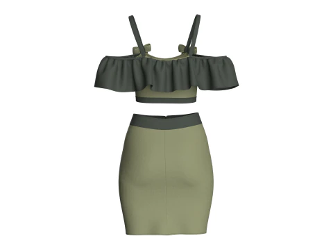 Girls Crop Top With Skirt V8 3D Model