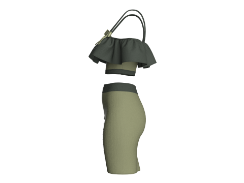 Mädchen Crop Top mit Rock V8 3D Modell