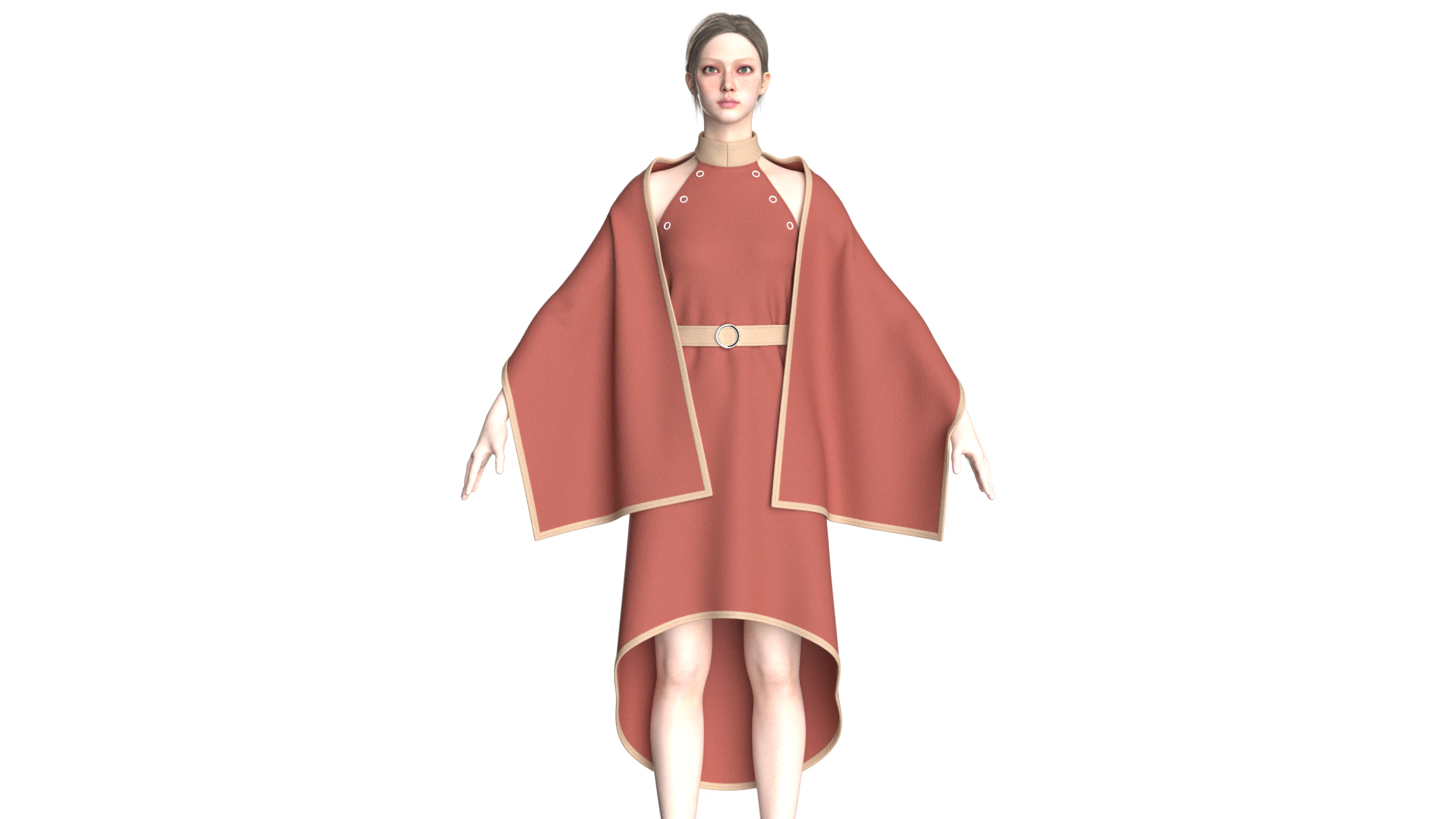 Girls Cape Dress V13 3D Model .c4d .max .obj .3ds .fbx .stl .blend