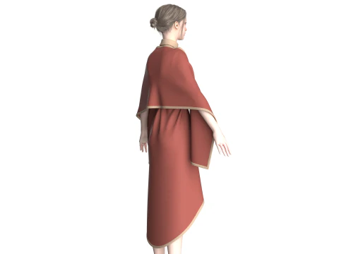 Girls Cape Dress V13 3D Model
