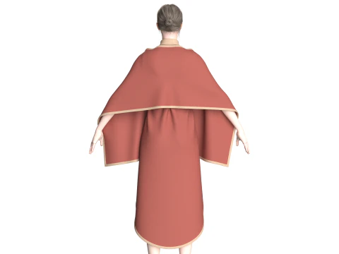 Girls Cape Dress V13 3D Model