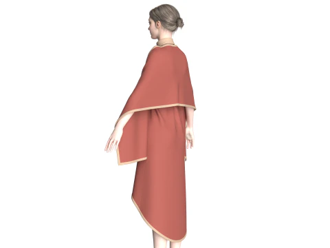 Girls Cape Dress V13 3D Model
