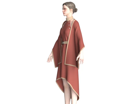 Girls Cape Dress V13 3D Model
