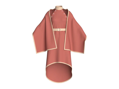 Girls Cape Dress V13 3D Model
