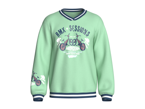 Hombres Sudadera estampada con cuello en V Modelo 3D