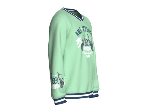 Męska bluza z nadrukiem i dekoltem w kształcie litery V Model 3D