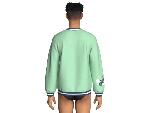 पुरुष मुद्रित वी-गर्दन स्वेटशर्ट 3D मॉडल