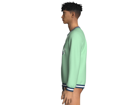 पुरुष मुद्रित वी-गर्दन स्वेटशर्ट 3D मॉडल