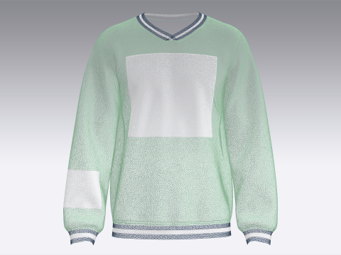 पुरुष मुद्रित वी-गर्दन स्वेटशर्ट 3D मॉडल