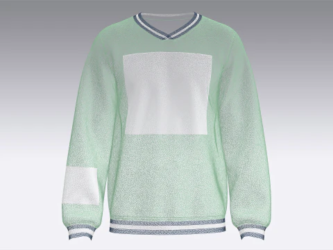 Męska bluza z nadrukiem i dekoltem w kształcie litery V Model 3D