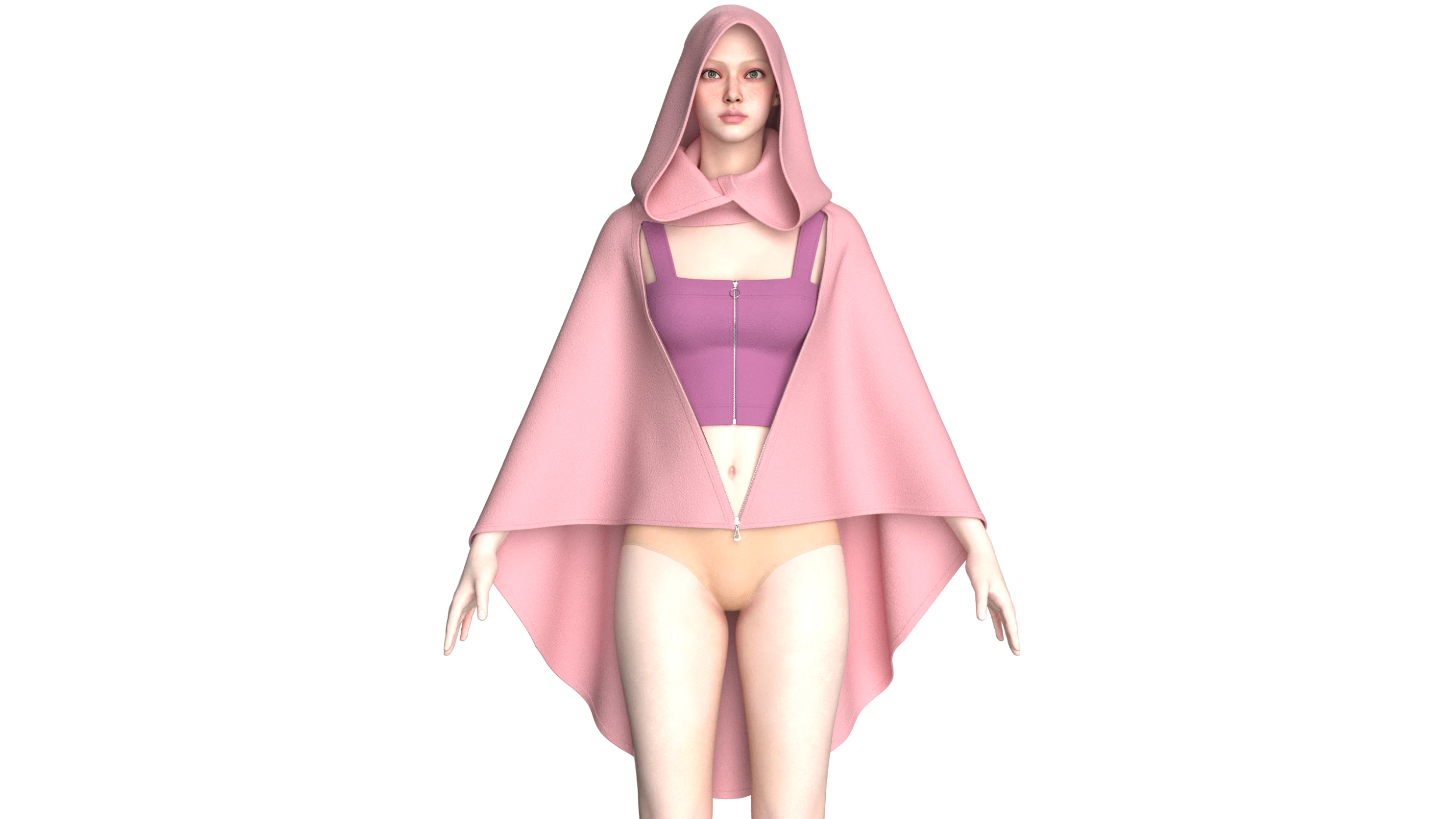 Girls Bralette With Hooded Dress 3D Model .c4d .max .obj .3ds .fbx .stl .blend 