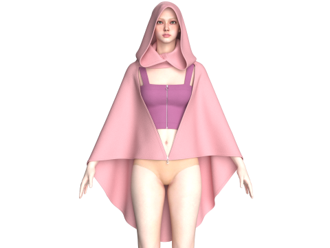 Meisjes bralette met jurk met capuchon 3D Model