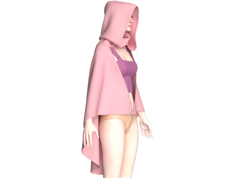 Girls Bralette With Hooded Dress 3D Model