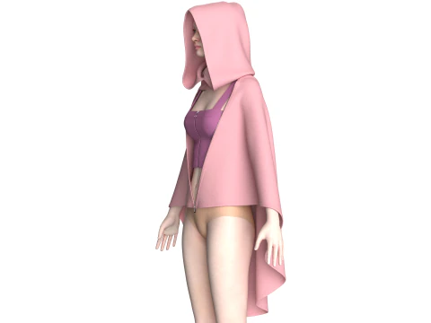 Girls Bralette With Hooded Dress 3D Model