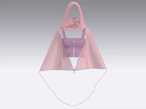 Girls Bralette With Hooded Dress 3D Model