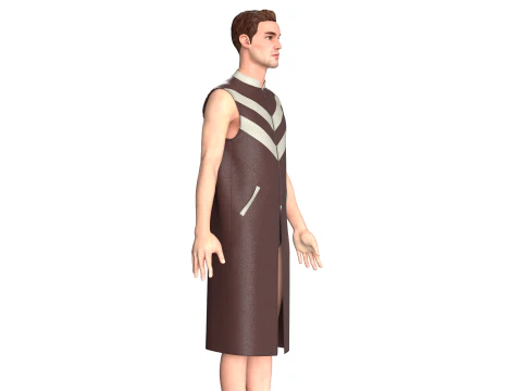 Men Sleeveless Leather Jacket 3D Model