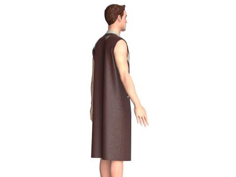 Men Sleeveless Leather Jacket 3D Model