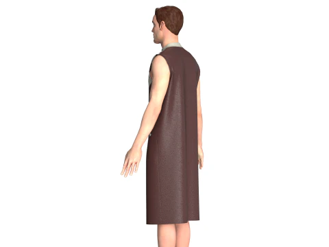 Men Sleeveless Leather Jacket 3D Model