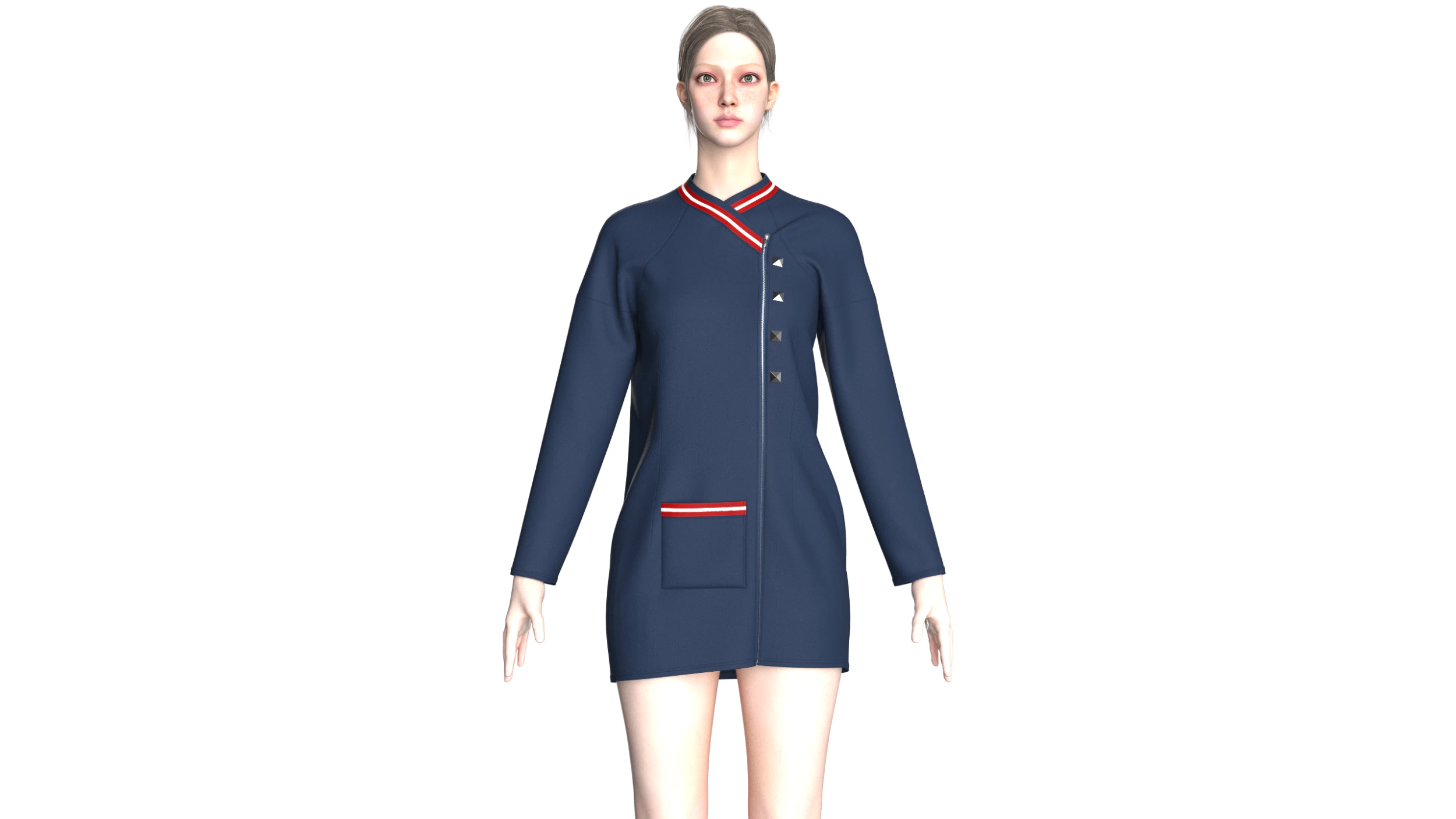 Girls Chef Uniform 3D Model .c4d .max .obj .3ds .fbx .stl .blend 
