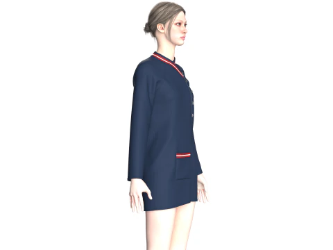 Girls Chef Uniform 3D Model