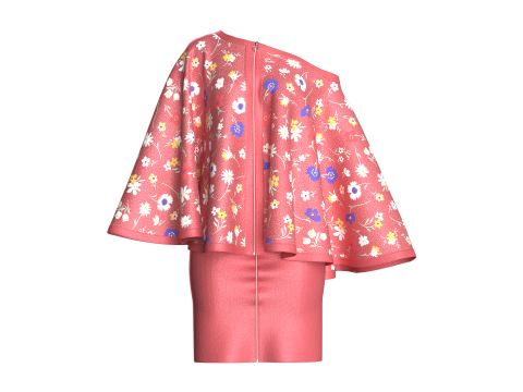 Top a mantella stampato da donna con gonna - Completo Modello 3D