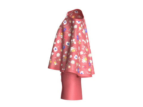 Ladies Printed Cape Tops With Skirt - Outfit 3D Model