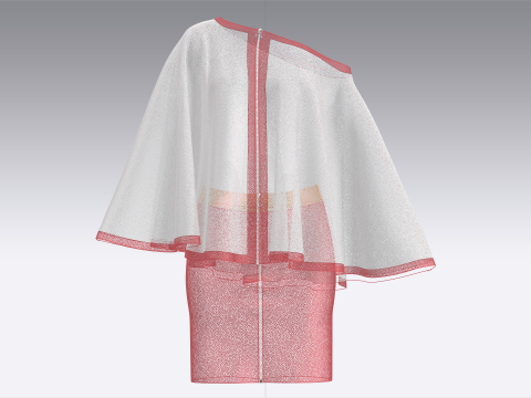 Top a mantella stampato da donna con gonna - Completo Modello 3D