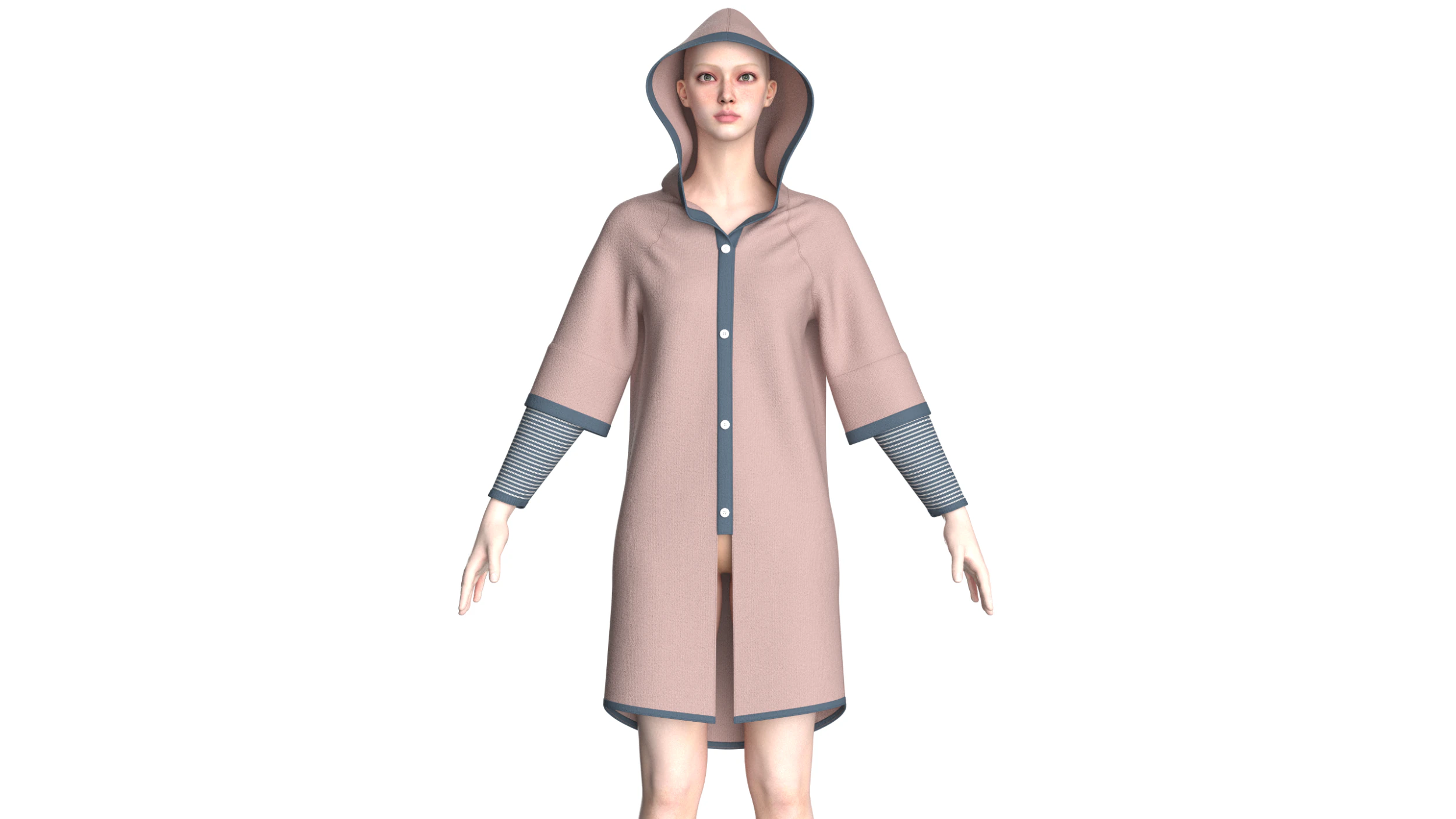 Girls Layered Hoodie 3D Model .c4d .max .obj .3ds .fbx .stl .blend 
