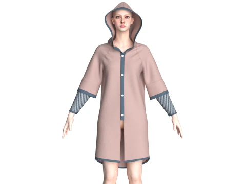 ガールズレイヤードパーカー 3Dモデル