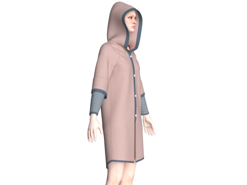 Girls Layered Hoodie 3D Model