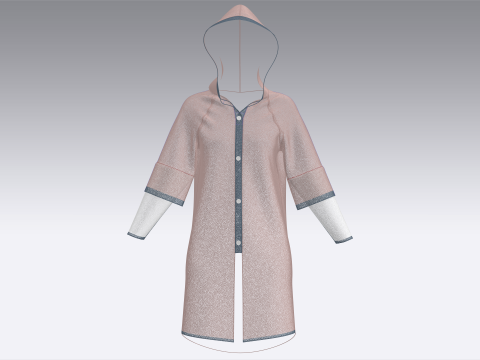 Sudadera con capucha a capas para niñas Modelo 3D