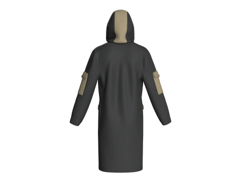Men Long Jacket - Pocket Printed 3D Model