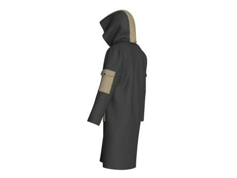 Men Long Jacket - Pocket Printed 3D Model