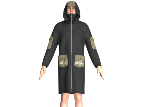 Veste Longue Homme - Poche Imprimée Modèle 3D