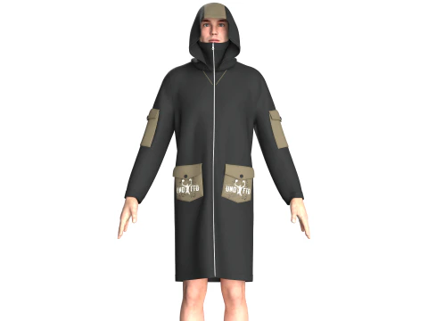 Men Long Jacket - Pocket Printed 3D Model