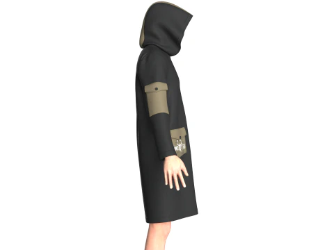 Men Long Jacket - Pocket Printed 3D Model