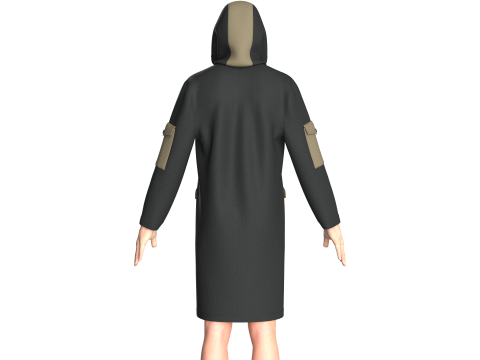 Veste Longue Homme - Poche Imprimée Modèle 3D